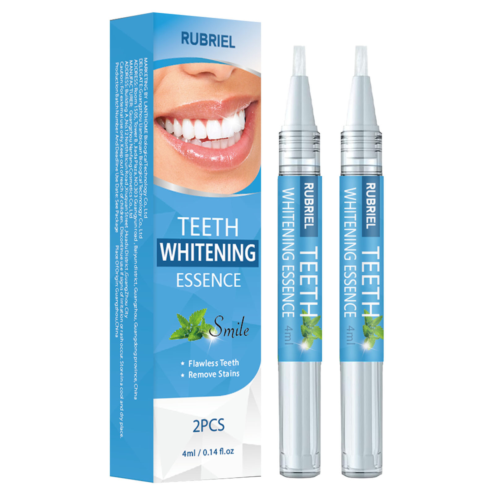 Barsme 2PCSTeeth Whitening Pen Tooth Cleaning Pen Quickly Whitens Teeth And Preserves Mouth 2X3ML